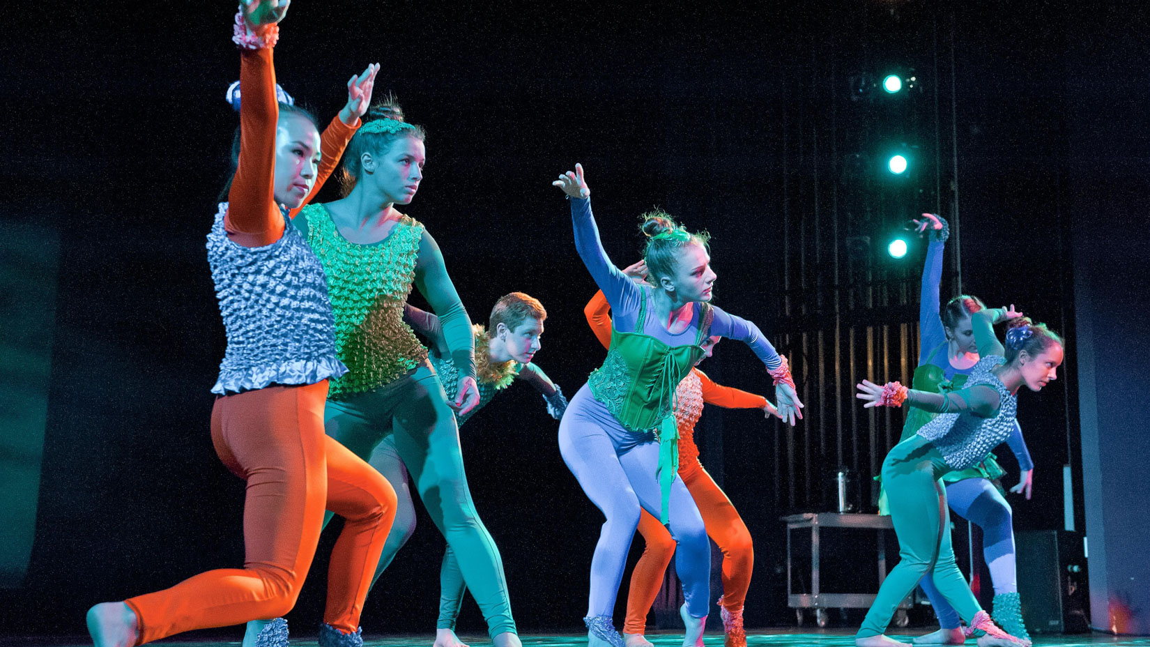 Group of female students in a dance performance