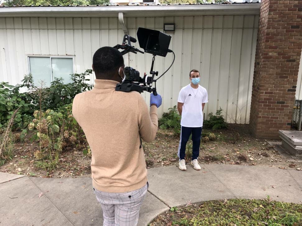 student being filmed