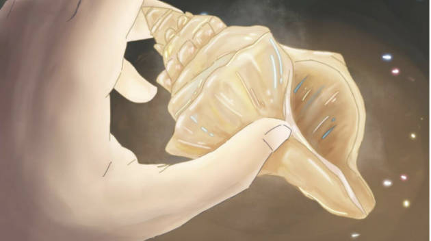 A hand holding a shell by Kirstin Scott