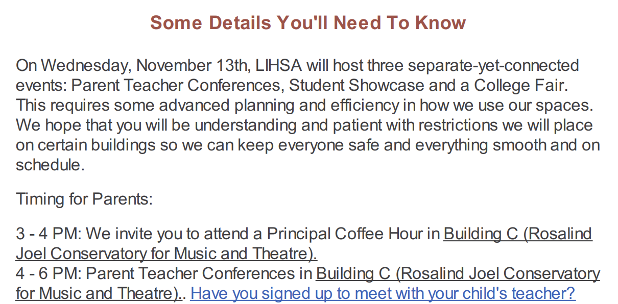 A snippet of the newsletter