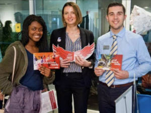 Three recruiters at a job fair